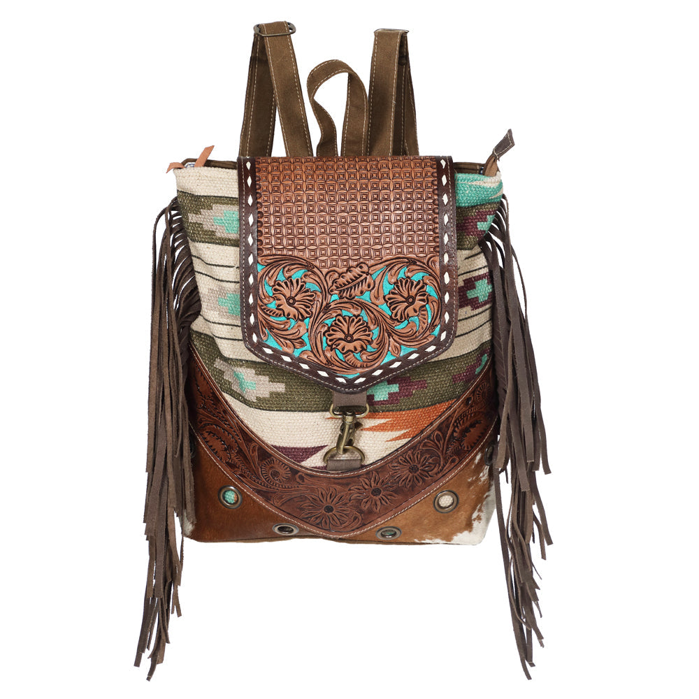OHLAY KB602 Cross Body Hand Tooled Upcycled Wool Upcycled Canvas Hair-On Genuine Leather women bag western handbag purse