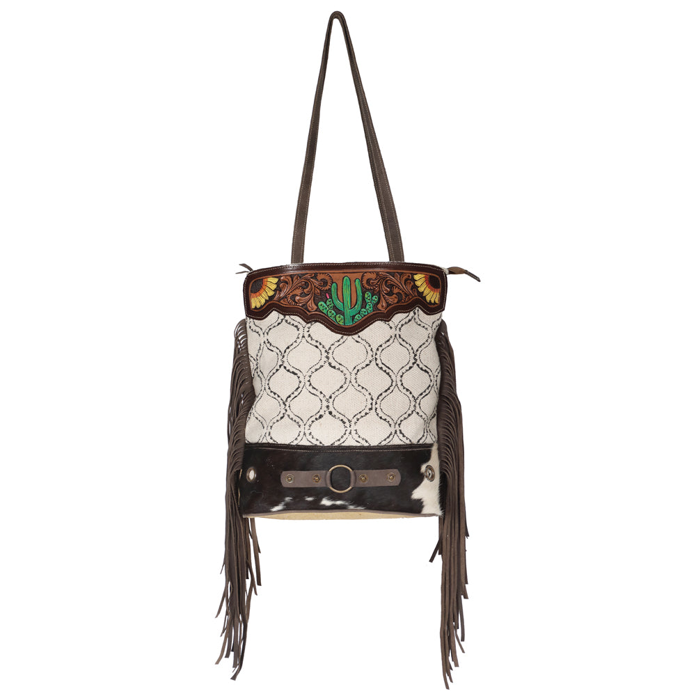 OHLAY KB627 TOTE Hand Tooled Upcycled Wool Canvas Hair-on Genuine Leather women bag western handbag purse