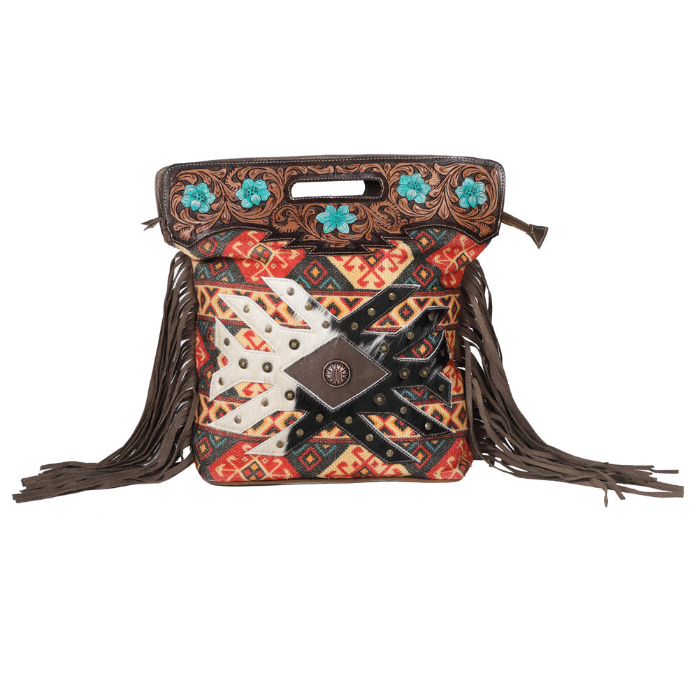 OHLAY KB633 TOTE Hand Tooled Upcycled Wool Hair-on Genuine Leather women bag western handbag purse