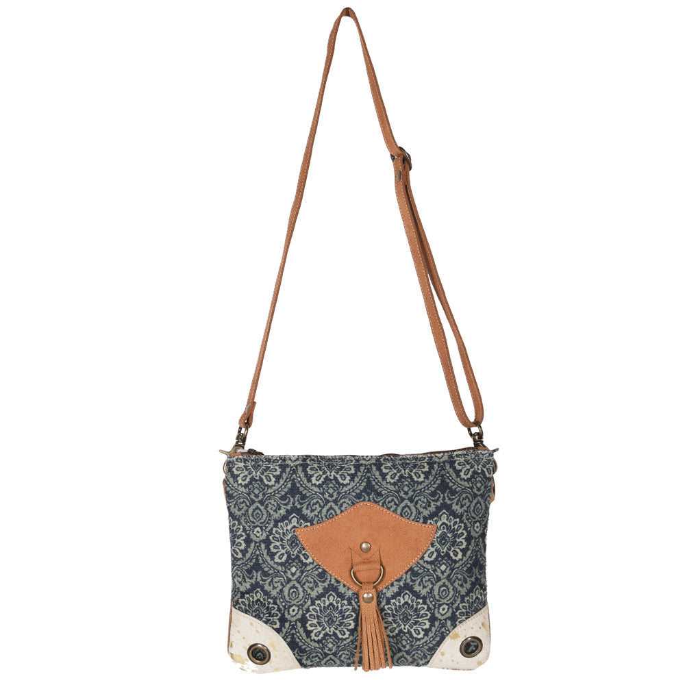 OHLAY KB653 Cross Body Upcycled Canvas Hair-On Genuine Leather women bag western handbag purse