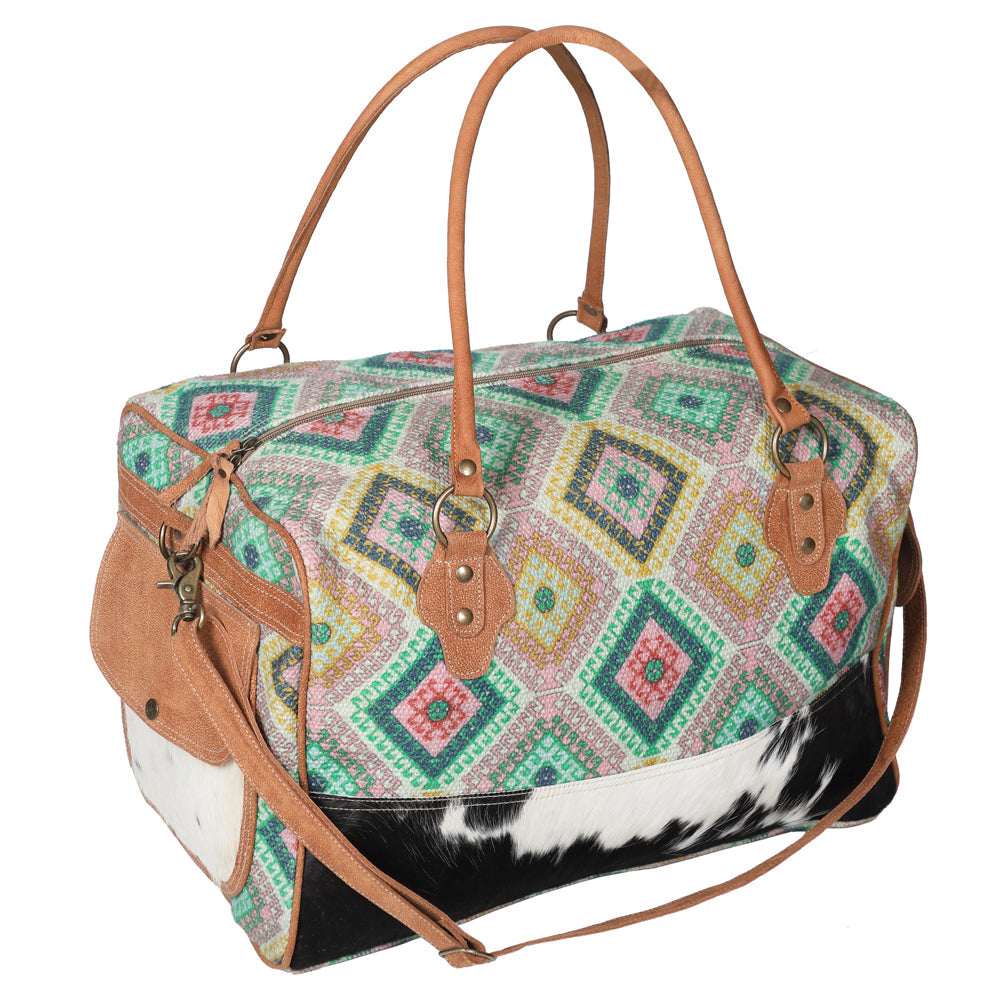 OHLAY KB658 DUFFEL Upcycled Wool Hair-on Genuine Leather women bag western handbag purse