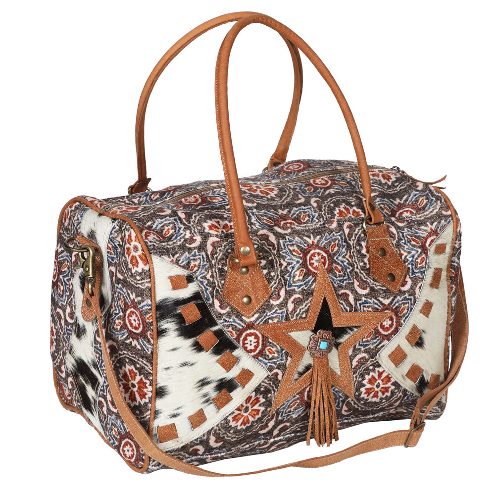 OHLAY KB688 DUFFEL Upcycled Canvas Hair-on Genuine Leather women bag western handbag purse