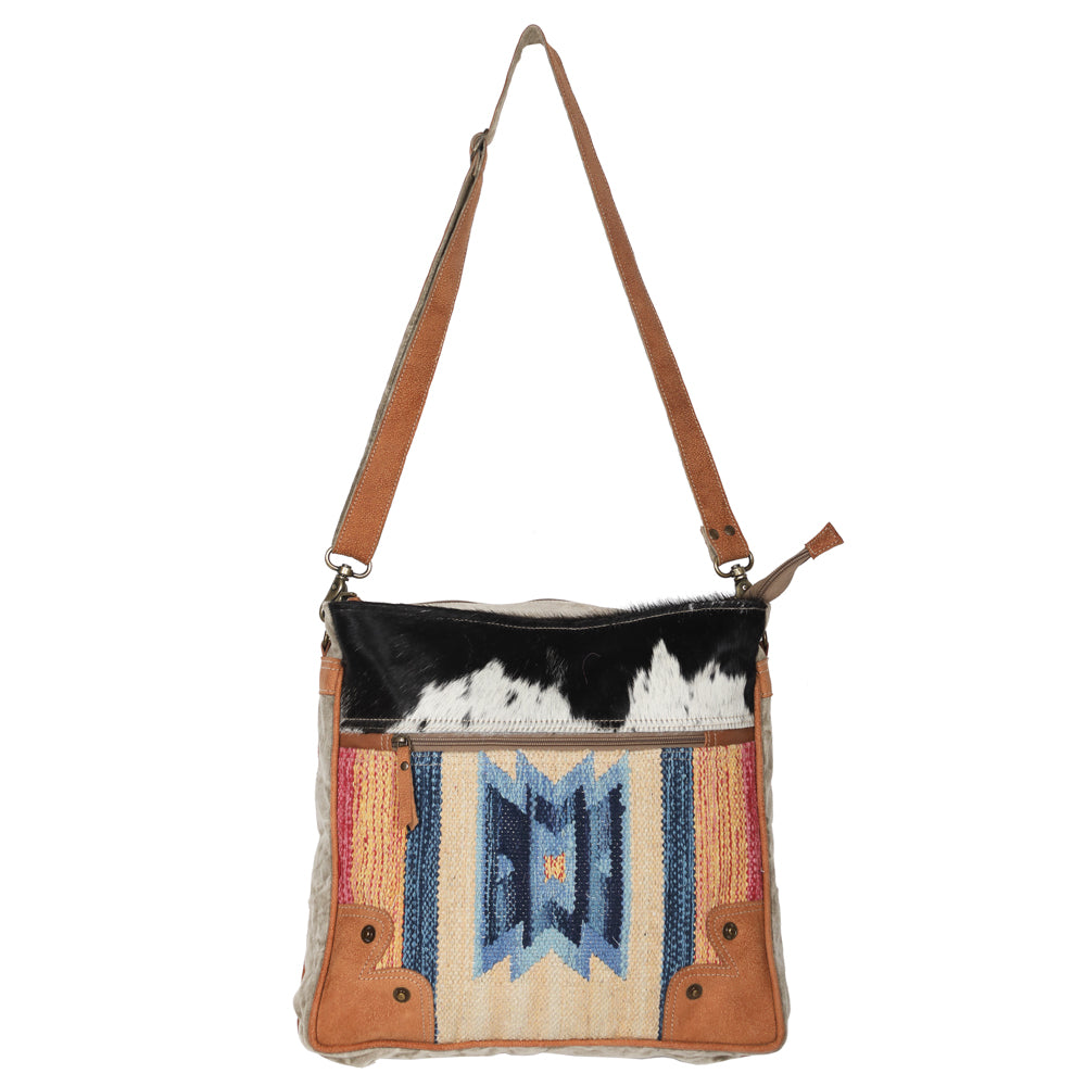 OHLAY Cross Body Upcycled Wool Canvas Hair-On Genuine Leather Women Bag Western Handbag Purse Womens Handbags Belt for Summer