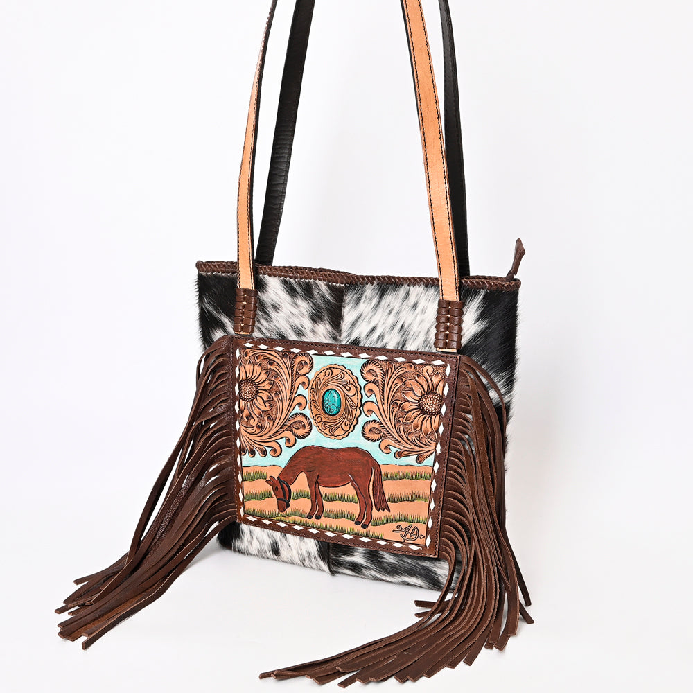 American Darling Tote Hair-On Hand Tooled Genuine Leather Western Women Bag Handbag Purse | Travel Bags College Casual