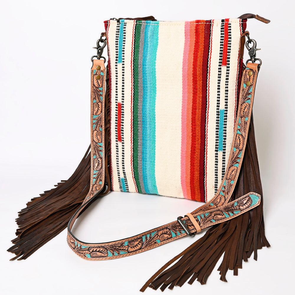 American Darling Large Crossbody Saddle Blanket Fabric Genuine Leather Western Women Bag Handbag Purse Travel Bags College