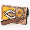 American Darling Western Organizer Bag Hand Woven Saddle Blanket Hand Tooled Leather Small Organizer 4.5in (H) X 8in (W)