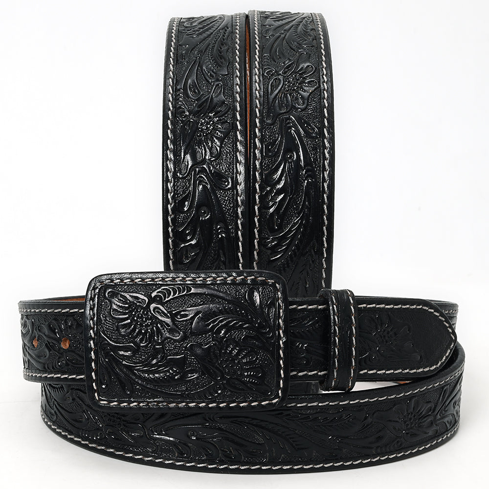 American Darling Beautifully Hand Tooled Brown Genuine Leather Belt Men and Women Western with Removable Buckle