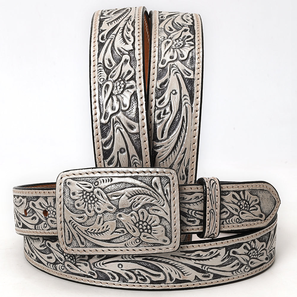 American Darling Beautifully Hand Tooled Brown Genuine Leather Belt Men and Women Western with Removable Buckle