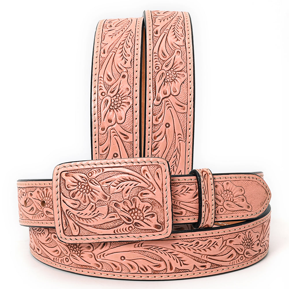 American Darling Beautifully Hand Tooled Brown Genuine Leather Belt Men and Women Western with Removable Buckle