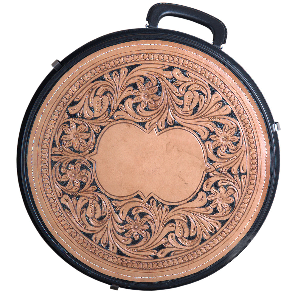 Hilason Small 2 Rope Capacity Rope can w/ Hand Made Leather Trim Black