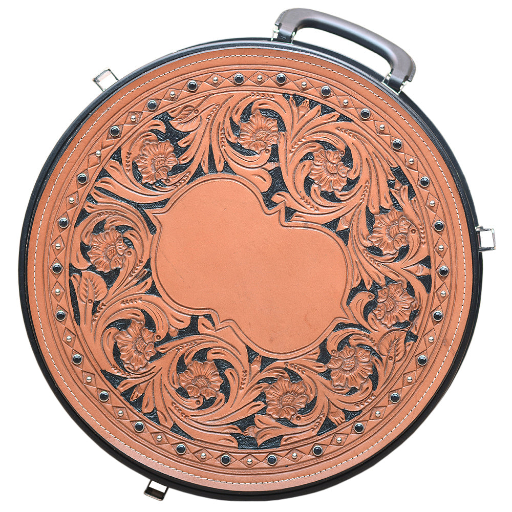 Hilason Small 2 Rope Capacity Rope can w/ Hand Made Leather Trim Black