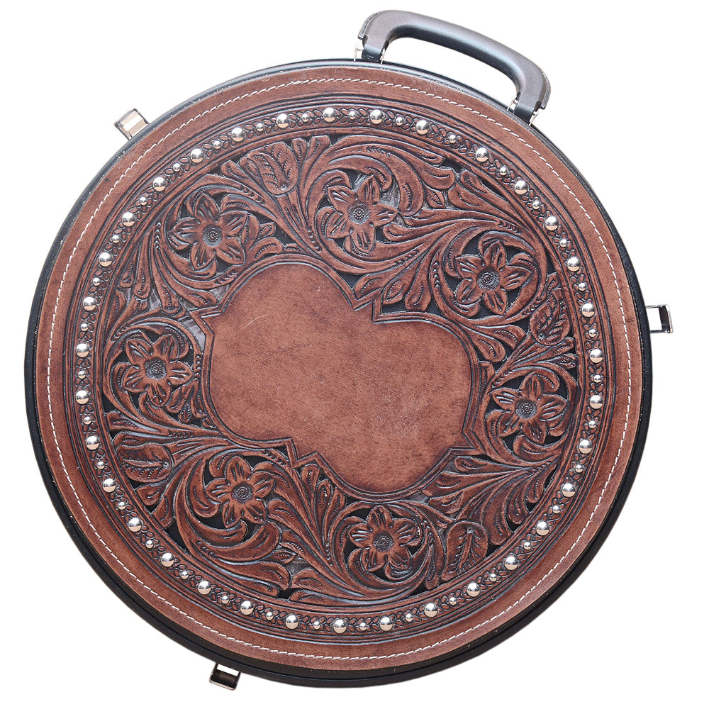 Hilason Small 2 Rope Capacity Rope can w/ Hand Made Leather Trim Black