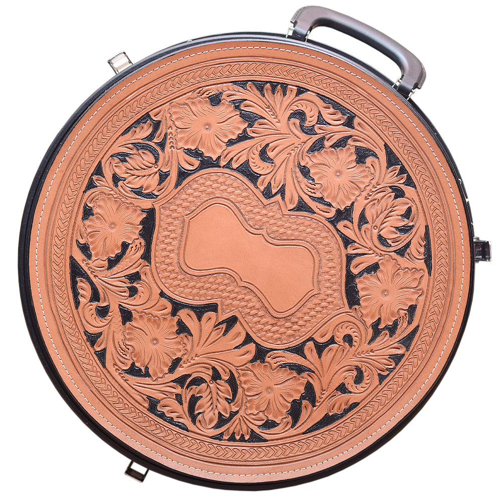 Hilason Small 2 Rope Capacity Rope can w/ Hand Made Leather Trim Black