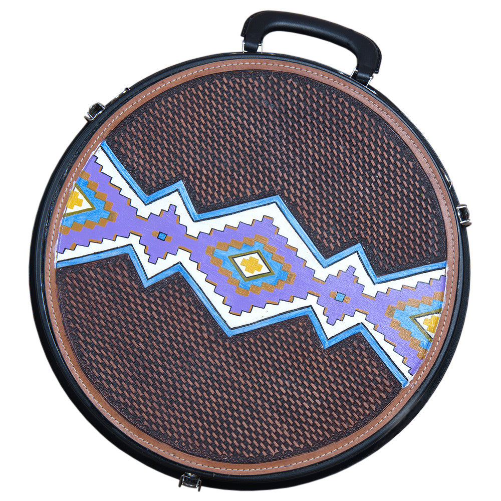 Hilason Small 2 Rope Capacity Rope can w/ Hand Made Leather Trim Black