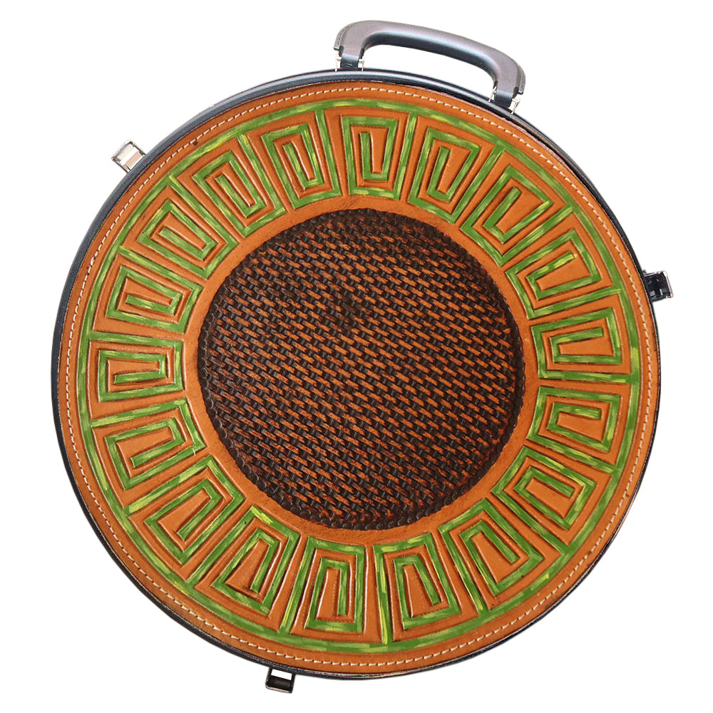 Hilason Small 2 Rope Capacity Rope can w/ Hand Made Leather Trim Black