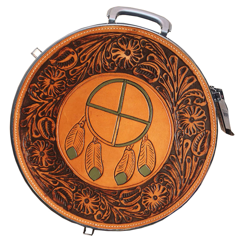 Hilason Small 2 Rope Capacity Rope can w/ Hand Made Leather Trim Black