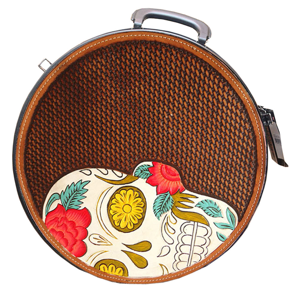 Hilason Small 2 Rope Capacity Rope can w/ Hand Made Leather Trim Black