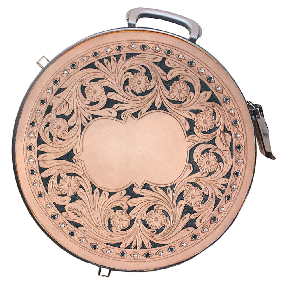 Hilason Small 2 Rope Capacity Rope can w/ Hand Made Leather Trim Black