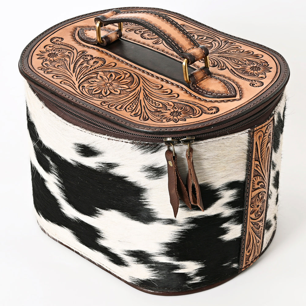 American Darling Jewelry Case Hand Tooled Hair On Genuine Leather Western Women Bag Handbag Purse