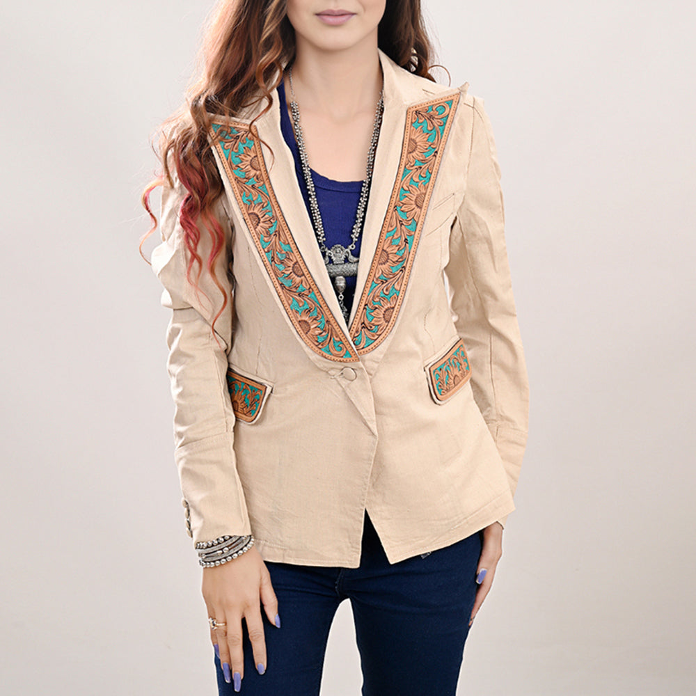 American Darling Genuine leather Hand tooled carved Women Blazer dress jacket ladies Girl | Vintage