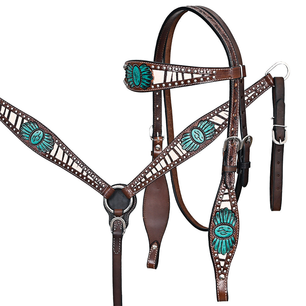Comfytack Horse Hand Painted Genuine Leather Breast Collar Headstall