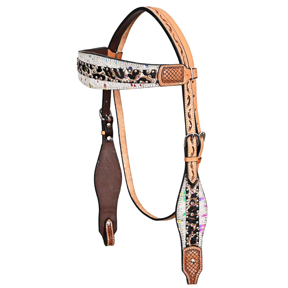 HILASON Western Horse Headstall American Hairon Leather Tan