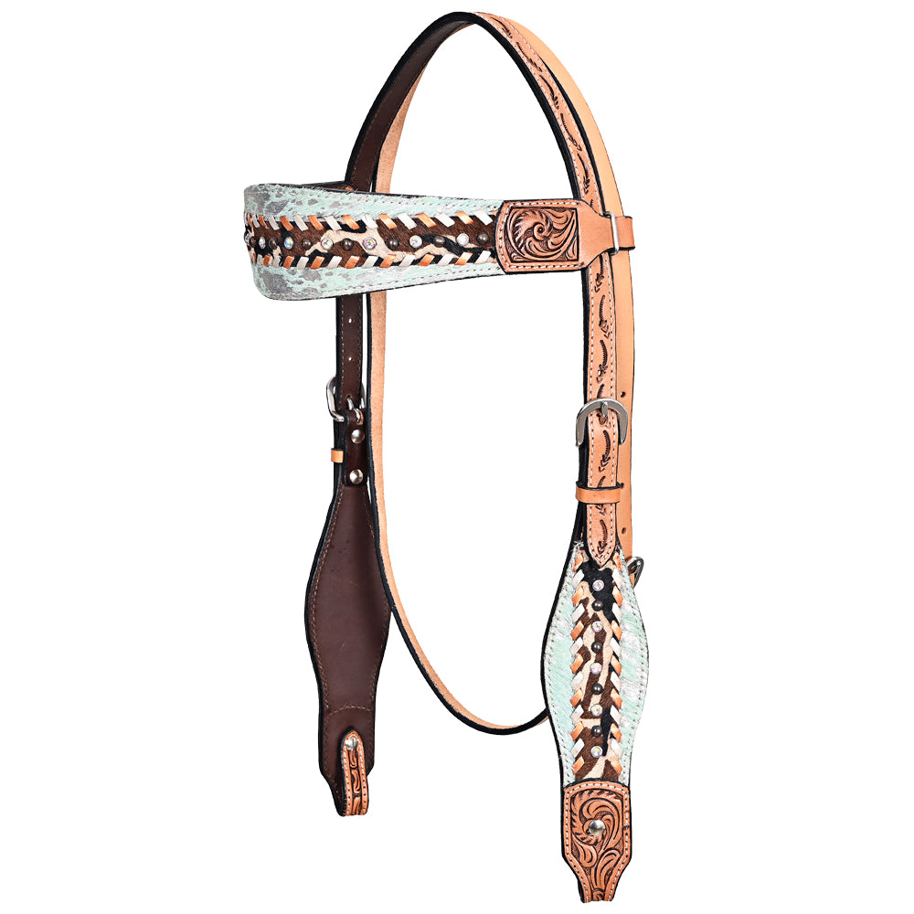 HILASON Western Horse Floral Headstall Breast Collar Set Hairon Leather Tan | Tack for Horses