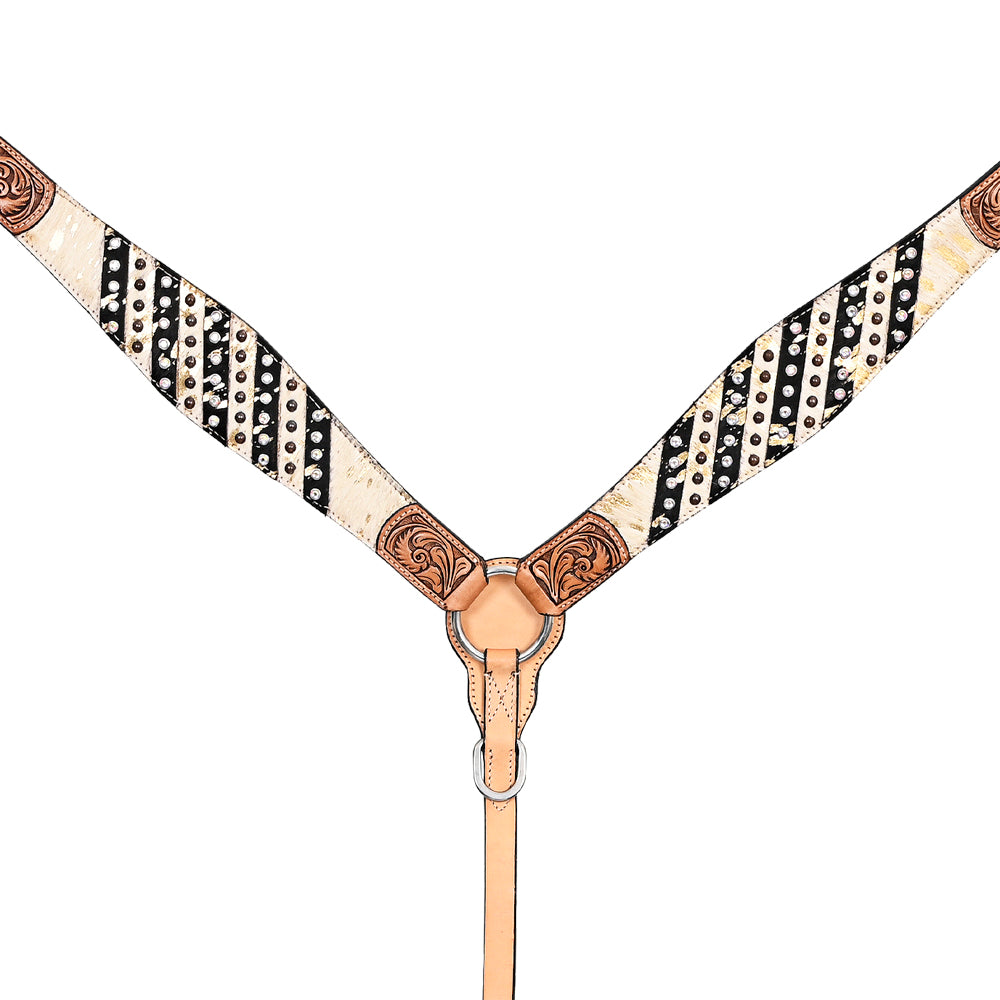 HILASON Western Horse Floral Headstall Breast Collar Set Hairon Leather Tan | Tack for Horses