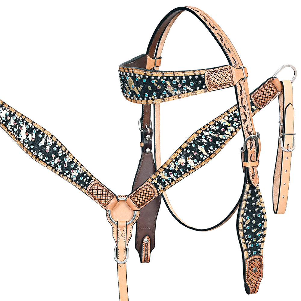 HILASON Western Horse Headstall & Breast Collar American Leather Hand Carving