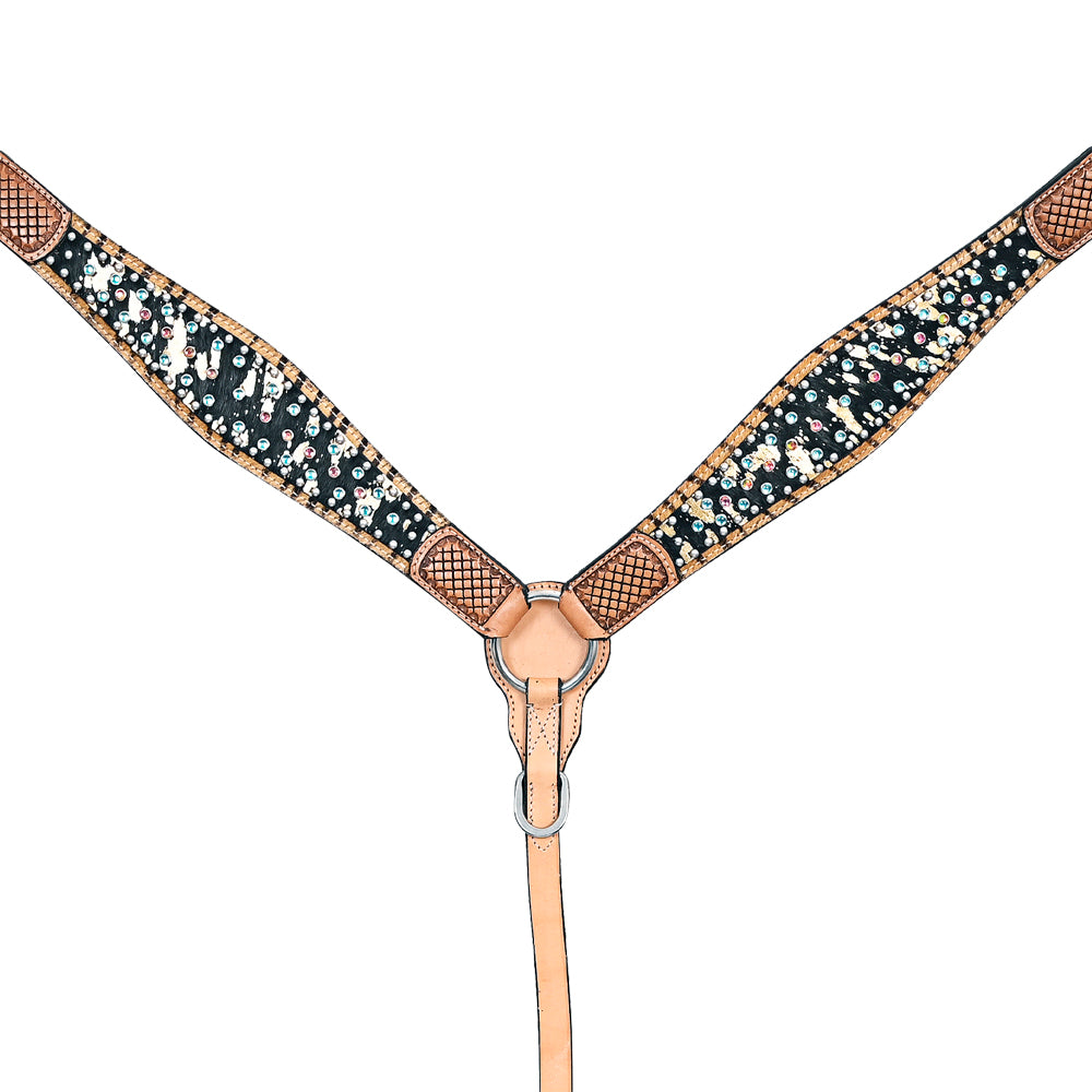 HILASON Western Horse Floral Headstall Breast Collar Set Hairon Leather Tan | Tack for Horses