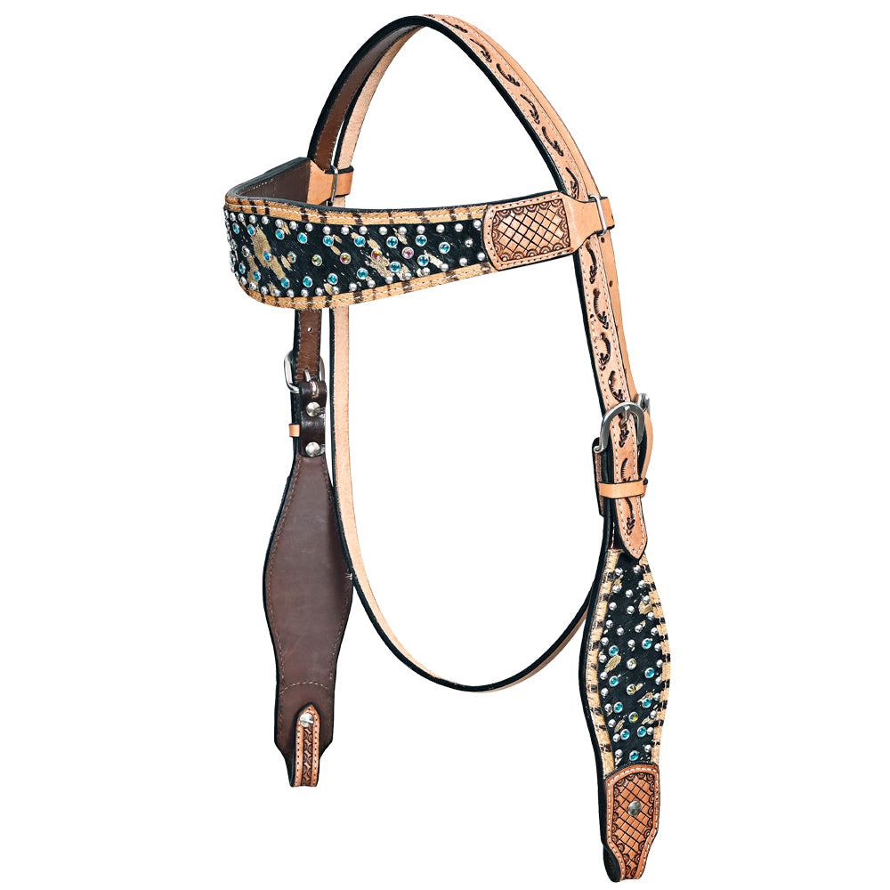 HILASON Western Horse Floral Headstall Breast Collar Set Hairon Leather Tan | Tack for Horses