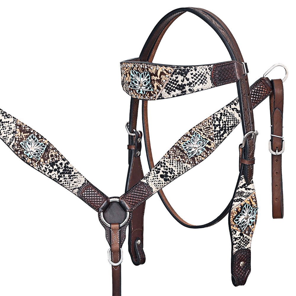 HILASON Western Horse Headstall & Breast Collar American Leather Hand Carving
