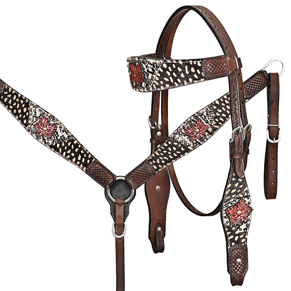 HILASON Western Horse Headstall & Breast Collar American Leather Hand Carving