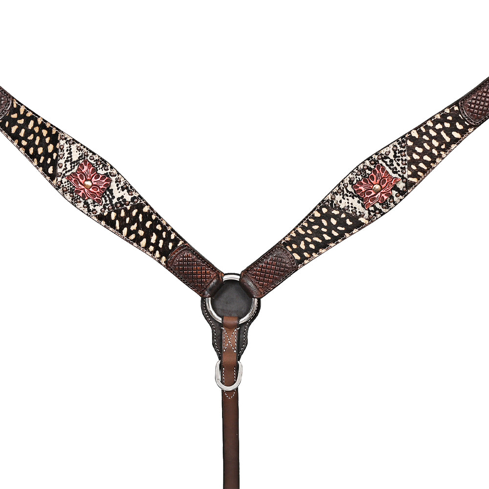 HILASON Western Horse Floral Headstall Breast Collar Set Leather Brown | Tack for Horses