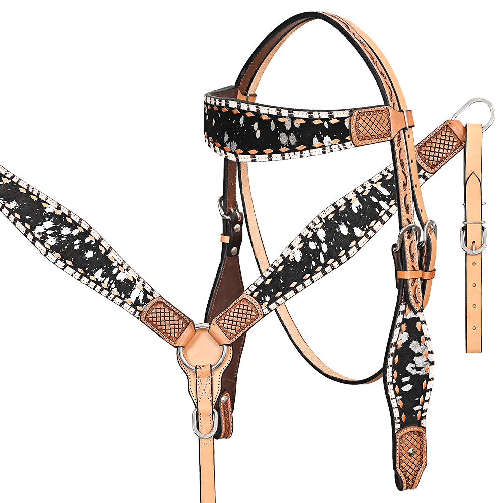 HILASON Western Horse Headstall & Breast Collar American Leather Hand Carving