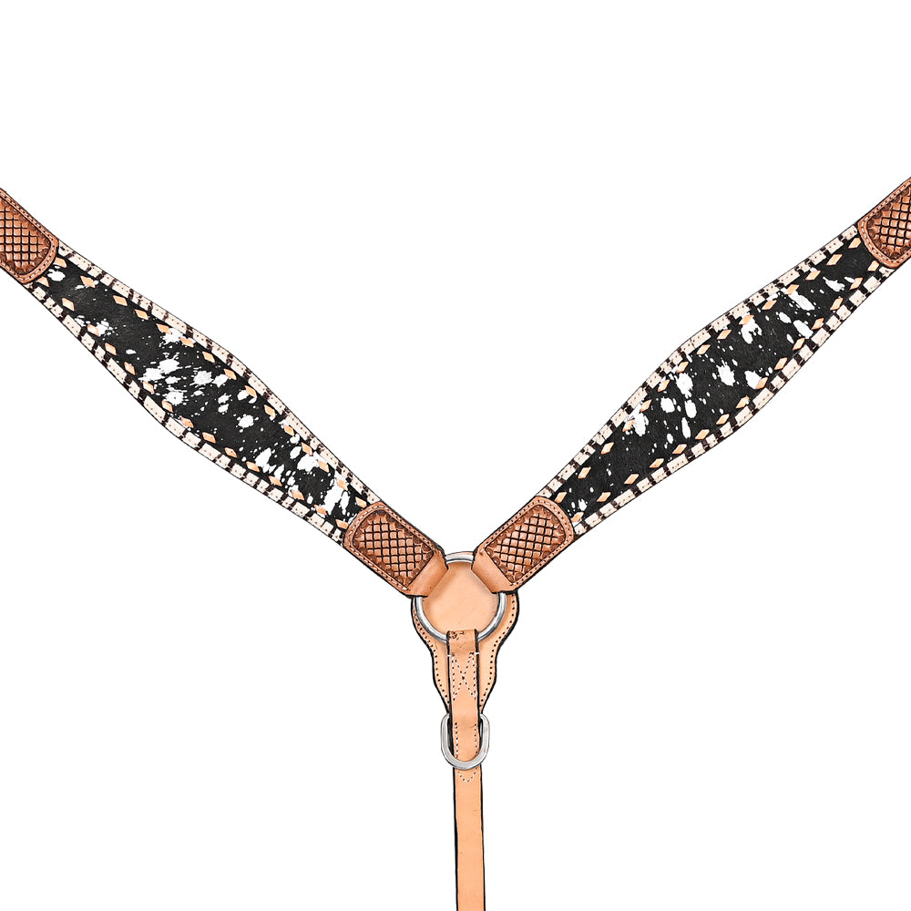HILASON Western Horse Floral Headstall Breast Collar Set Hairon Leather Tan with Black | Tack for Horses
