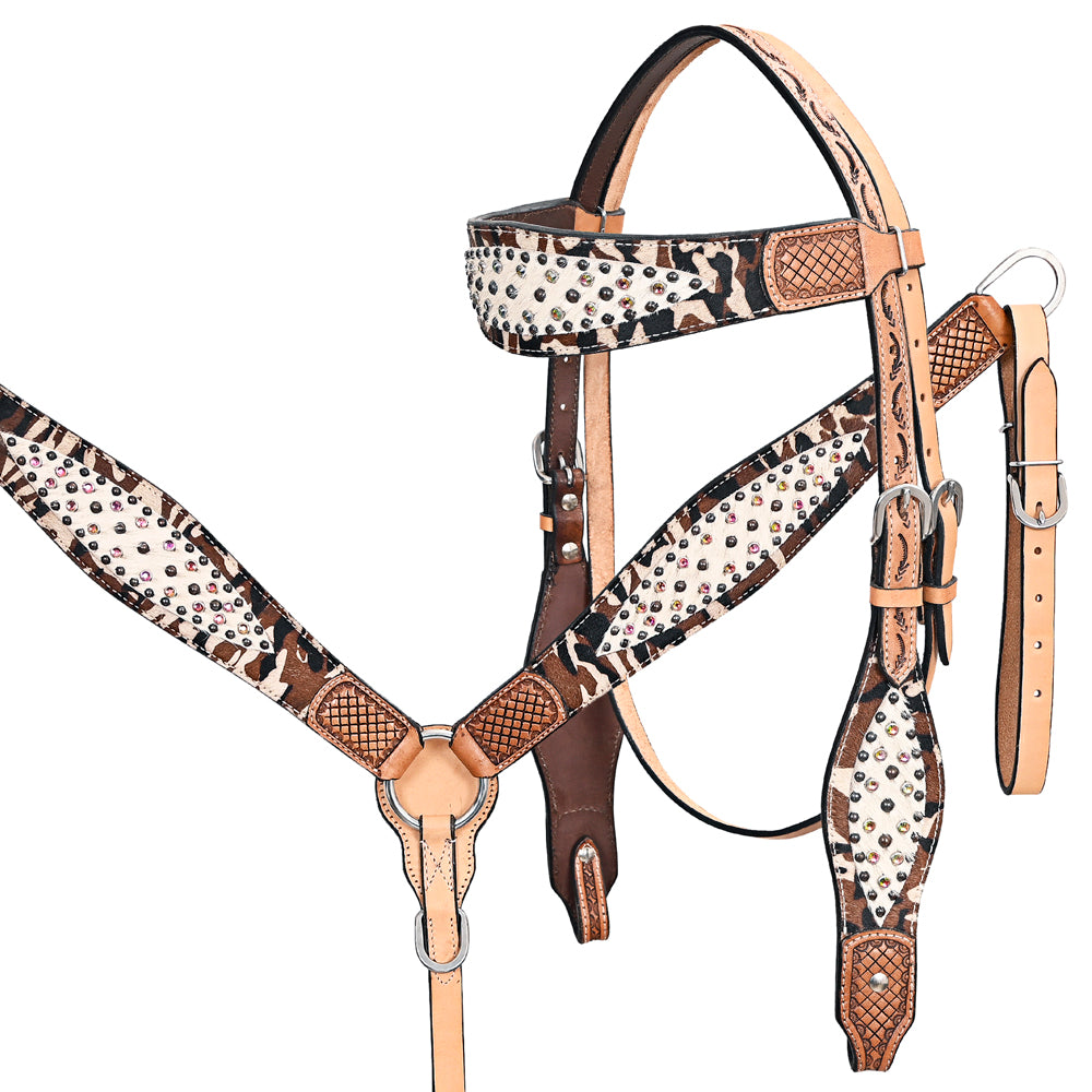 HILASON Western Horse Headstall & Breast Collar American Leather Hand Carving