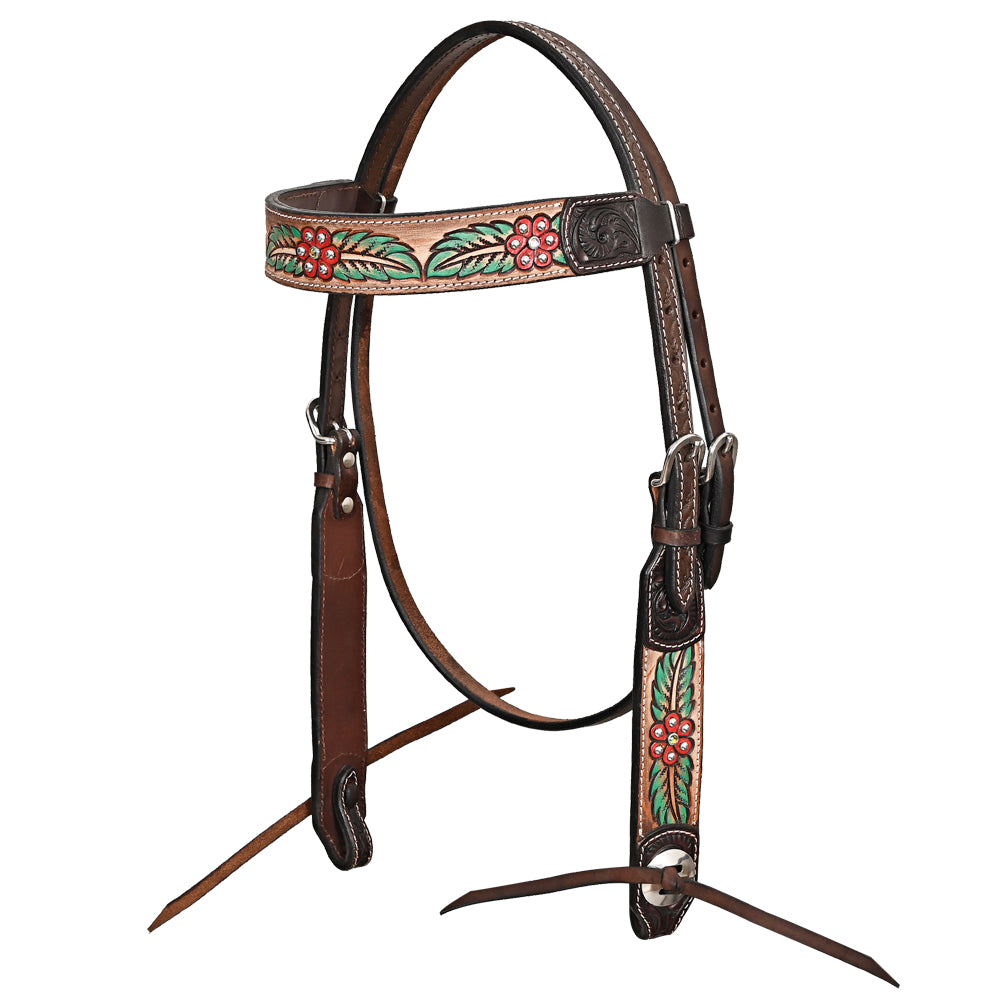 HILASON Western Horse Floral Headstall Breast Collar Set American Leather Brown | Tack for Horses