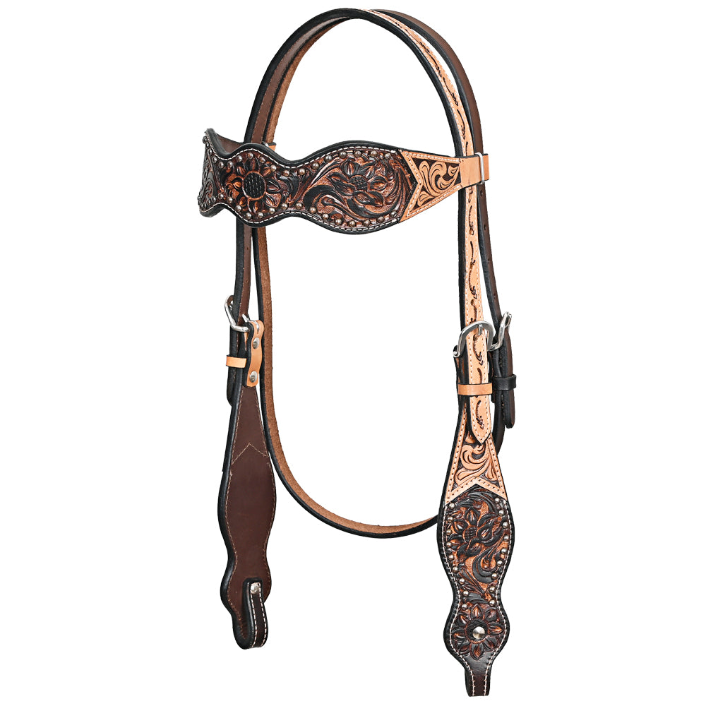 HILASON Western Horse Floral Headstall Breast Collar Set American Leather Brown | Tack for Horses