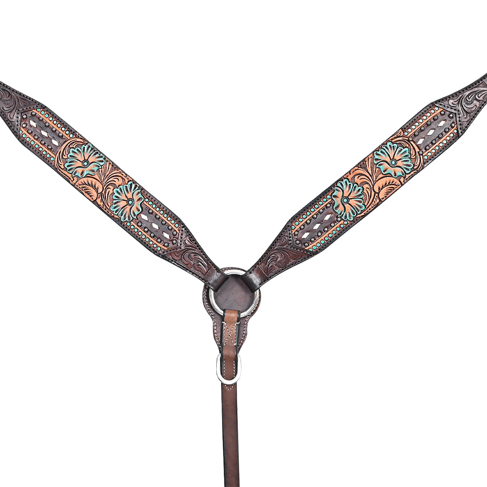 HILASON Western Horse Headstall Breast Collar Leather Tan | Tack Set for Horses