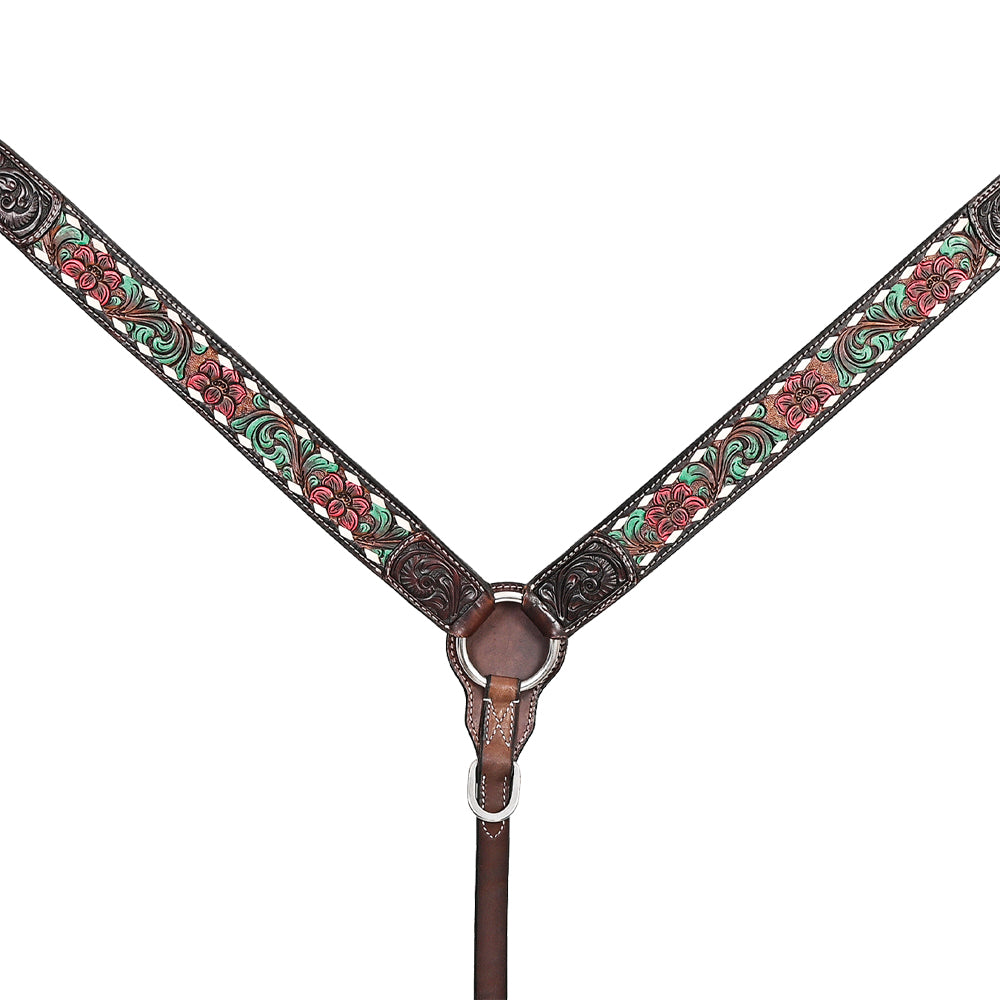 HILASON Western Horse Headstall Breast Collar Leather Brown | Tack Set for Horses