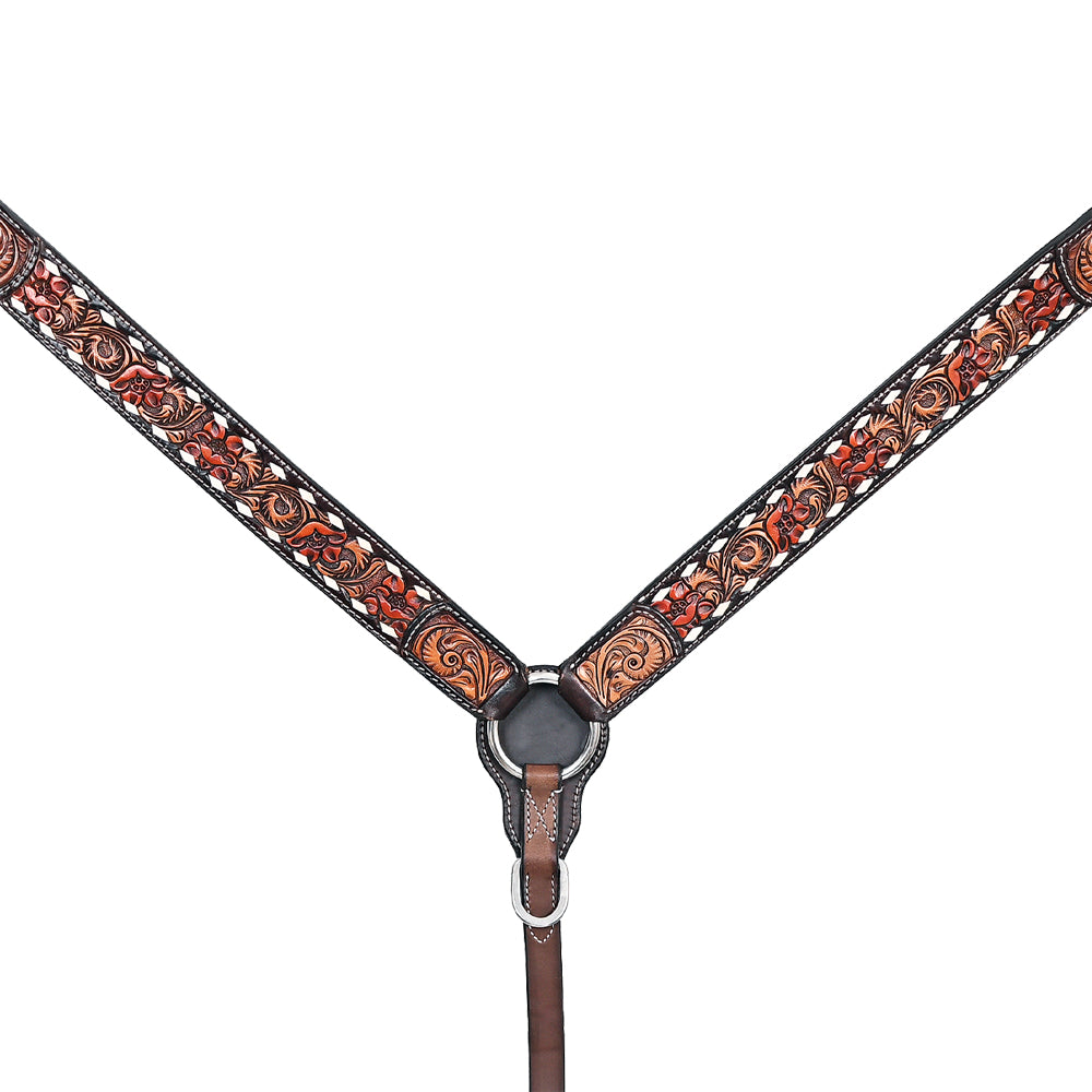 HILASON Western Horse Headstall Breast Collar Leather Brown | Tack Set for Horses
