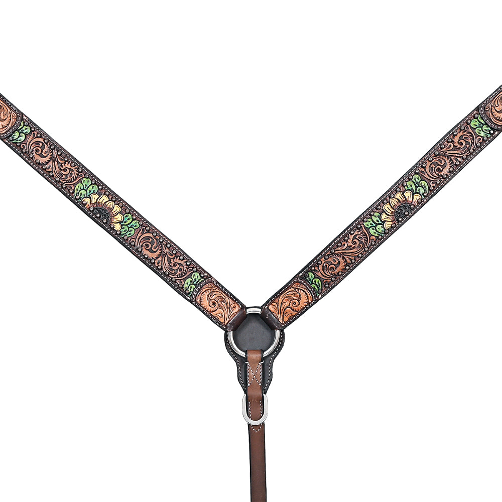 HILASON Western Horse Headstall Breast Collar Leather Brown | Tack Set for Horses