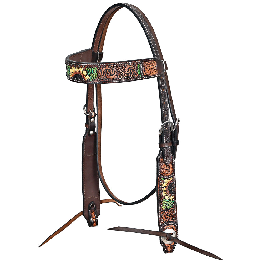 HILASON Western Horse Headstall Breast Collar Leather Brown | Tack Set for Horses
