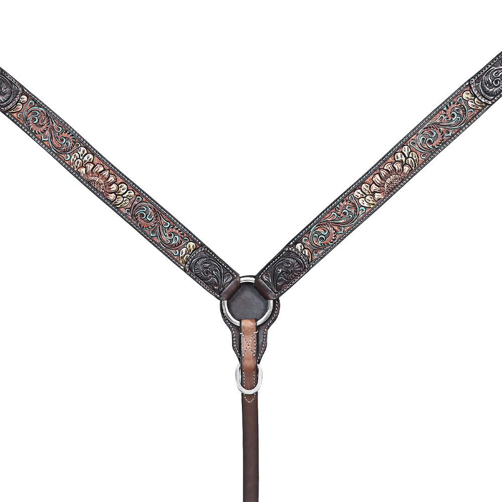 HILASON Western Horse Headstall Breast Collar Leather Brown | Tack Set for Horses