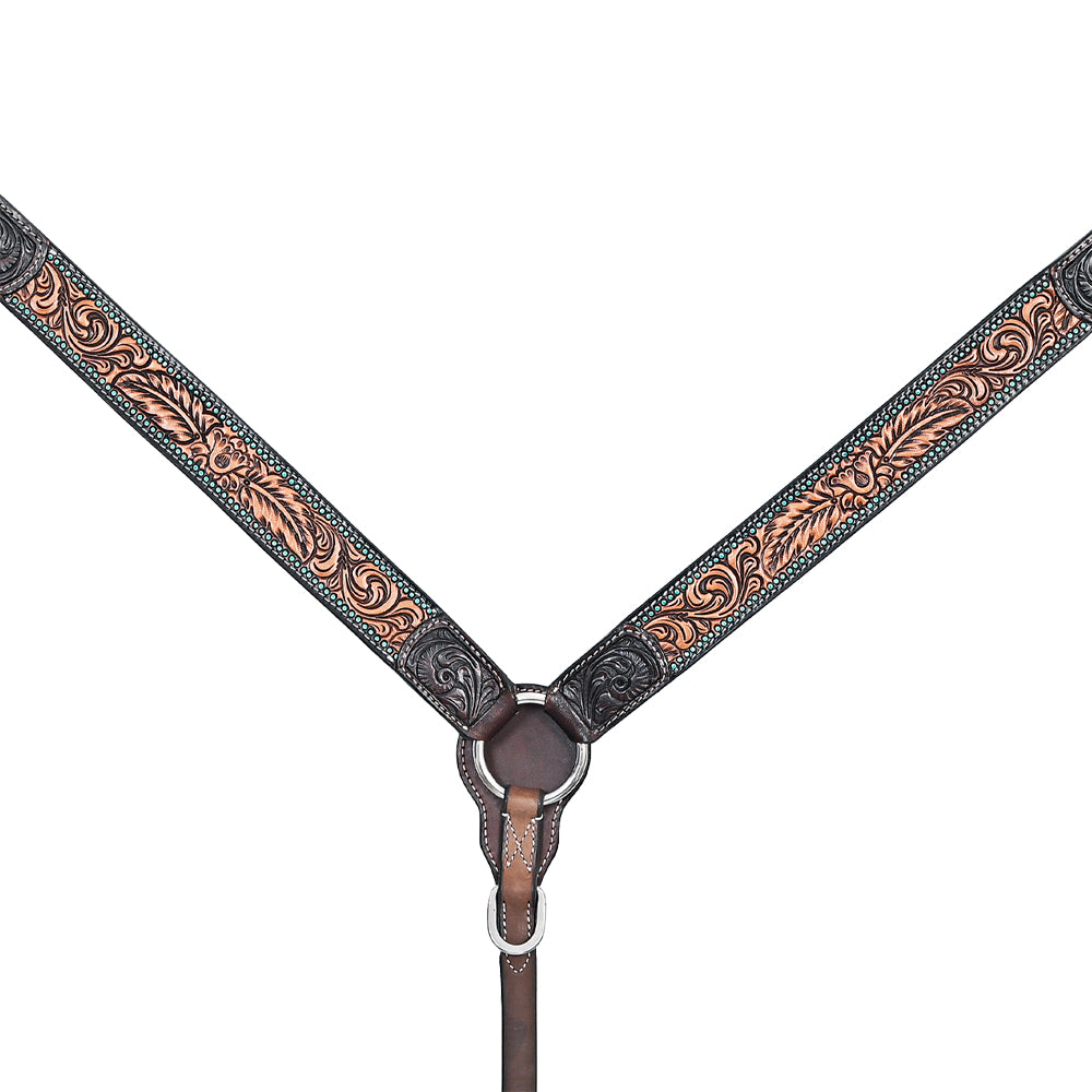 HILASON Western Horse Headstall Breast Collar Leather Brown | Tack Set for Horses