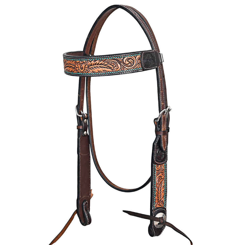 HILASON Western Horse Headstall Breast Collar Leather Brown | Tack Set for Horses