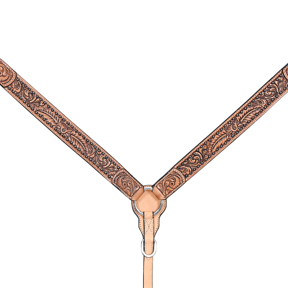 HILASON Western Horse Headstall Breast Collar Leather Tan | Tack Set for Horses