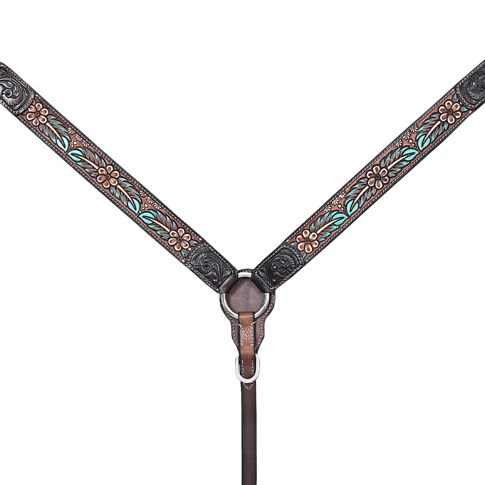 HILASON Western Horse Headstall Breast Collar Leather Brown | Tack Set for Horses