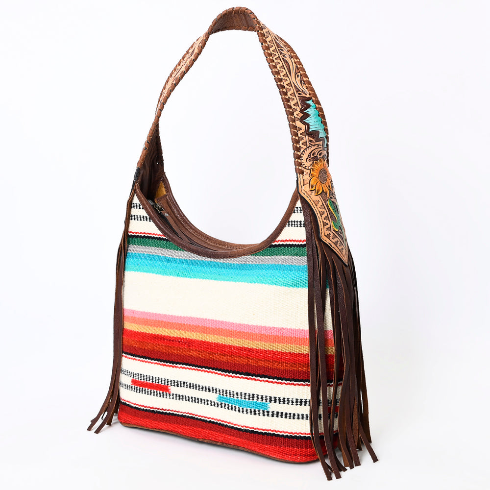 American Darling Hobo Hair-On Saddle Blanket Fabric Genuine Leather Western Women Bag | Handbag Purse Bags for Wallet Cute